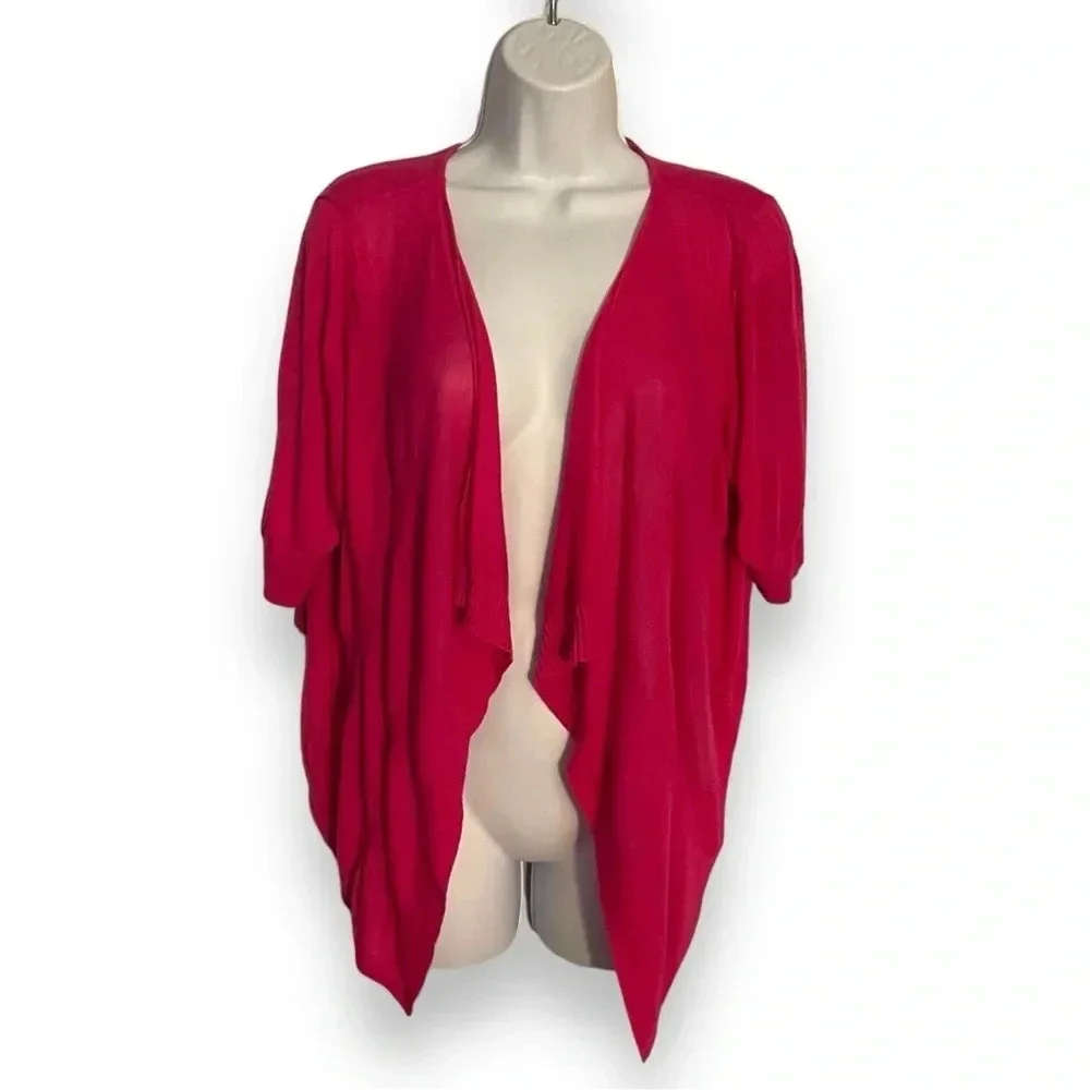 Lane Bryant Vibrant Pink Open-Front Cardigan, Plus Size 18/20 - Picture 4 of 8
